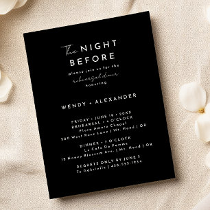 Zwart Modern Script Nacht voor repetitie diner Kaart