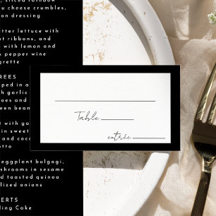 Zwart Modern Script Trouwmenu Keuze Plat Plaatskaartje