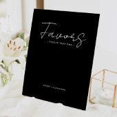 Zwart Modern Script Wedding Favors Reclamebord Met Voetstuk