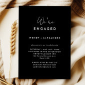 Zwart Modern Script We're Engagement Party Kaart