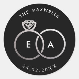 Zwart Modern Silver Rings Custom Wedding Sticker