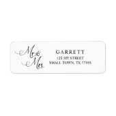 Zwart Modern Simpel Script Mr en Mrs Adres Etiket (Voorkant)