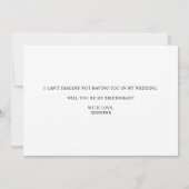 Zwart Modern Simpel Script Wees mijn bruidsmeisje  Kaart (Achterkant)