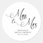 Zwart Modern Simple Miss naar Mrs Vrijgezellenfees Ronde Sticker (Voorkant)