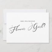 Zwart Modern Simple Script Be My Bloemenmeisje Whi Kaart (Voorkant)