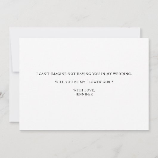 Zwart Modern Simple Script Be My Bloemenmeisje Whi Kaart (Achterkant)