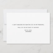 Zwart Modern Simple Script Be My Maid of Honor Kaart (Achterkant)