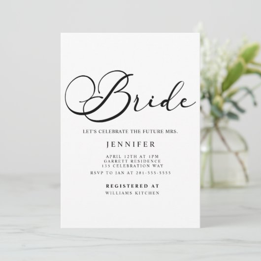 Zwart Modern Simple Script Vrijgezellenfeest Kaart (Staand voorkant)