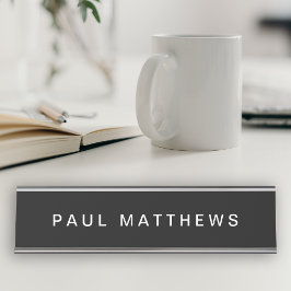 Zwart Modern Slank Custom Jouw naam toevoegen Bureau Naambordje