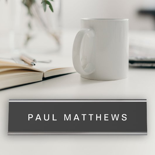 Zwart Modern Slank Custom Jouw naam toevoegen Bureau Naambordje