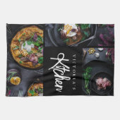 Zwart Modern Stijlvol Typografie Custom Photo Theedoek (Horizontaal)