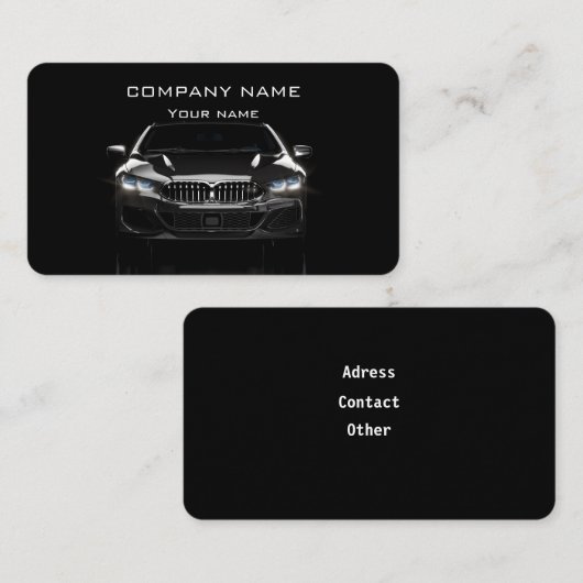 Zwart modern stijlvol visitekaartje voor auto-indu (Voorkant / Achterkant)