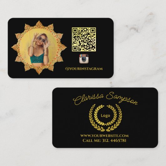 Zwart Modern Sun Logo Social Media Visitekaartje (Voorkant / Achterkant)