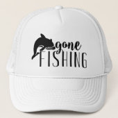 Zwart Modern Text & Whale-Gone Vist Trucker Pet (Voorkant)