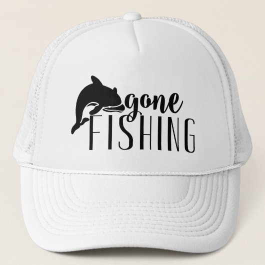 Zwart Modern Text & Whale-Gone Vist Trucker Pet (Voorkant)