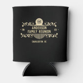 Zwart Modern  Trendy Familie Crest Reunion Blikjeskoeler (Voorkant)