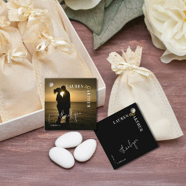 Zwart Modern Ultra Chique Minimale Foto Bruiloft Bedankjes Labels