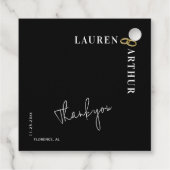 Zwart Modern Ultra Chique Minimale Foto Bruiloft Bedankjes Labels (Achterkant)