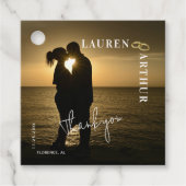 Zwart Modern Ultra Chique Minimale Foto Bruiloft Bedankjes Labels (Voorkant)