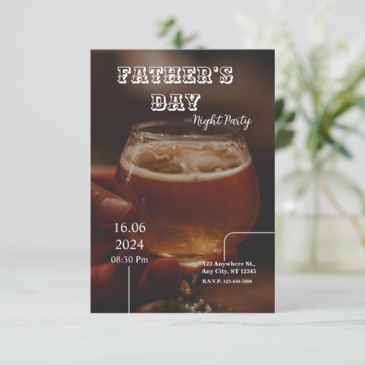 Zwart Modern Vaderdag Invitation Kaart (Staand voorkant)