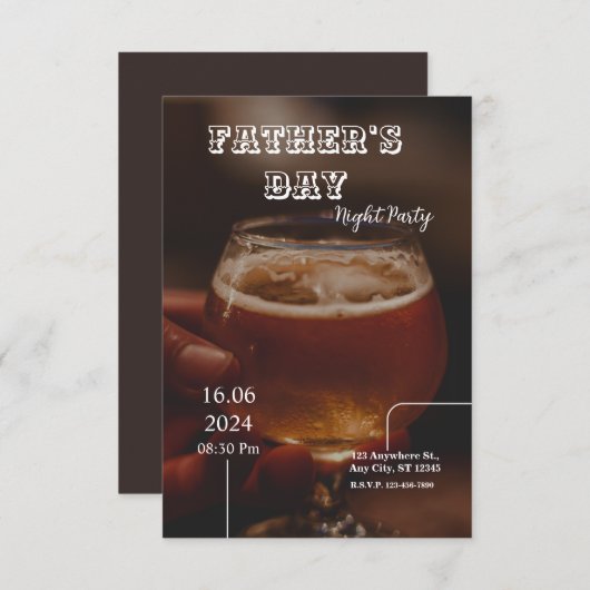 Zwart Modern Vaderdag Invitation Kaart (Voorkant / Achterkant)