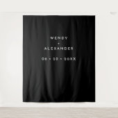 Zwart Modern Vet Bruiloft Foto Achtergrond Wandkleed (Voorkant)