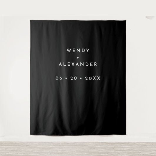 Zwart Modern Vet Bruiloft Foto Achtergrond Wandkleed (Voorkant)