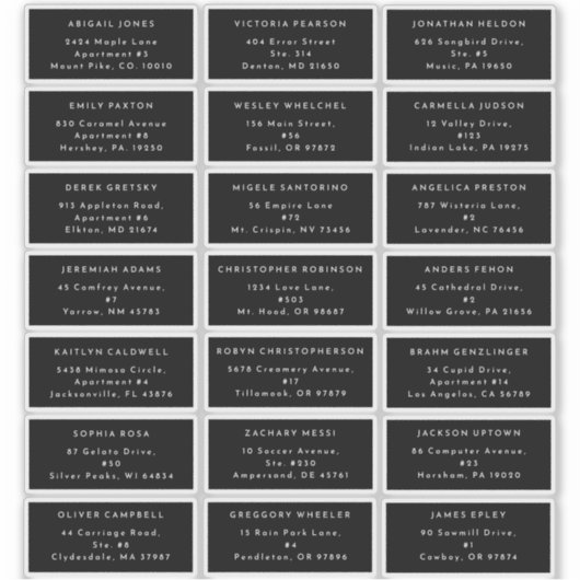 Zwart Modern Vet Bruiloft Gast Adres Sticker (Voorkant)