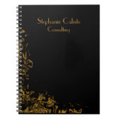 Zwart, modern, vloeibaar goud notitieboek (Voorkant)