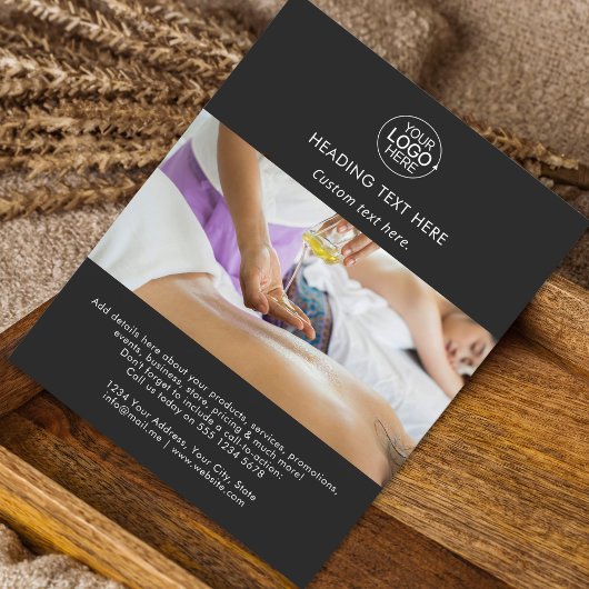 Zwart Modern Voeg Logo Typografie Foto QR-code toe Flyer