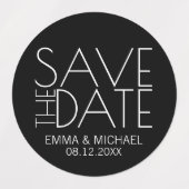 Zwart Modern Wedding Sla de datumlabels op Labels (Design 1)