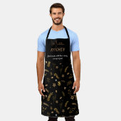 Zwart modern Winter Keuken Gouden Boog personalise Schort (Gedragen)