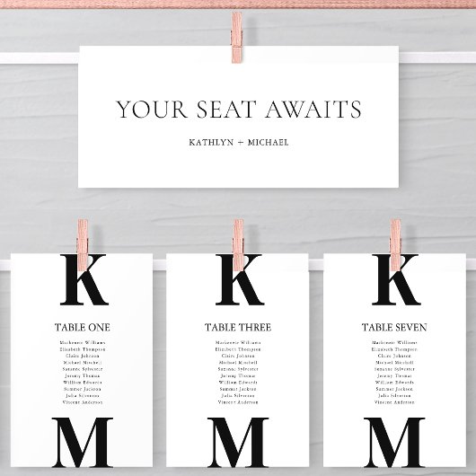 Zwart Modern Zitschema Kaart Bold Monogram