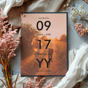 Zwart Moderne Datum Typografie Foto Opslaan van de Save The Date