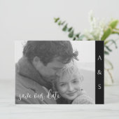 Zwart Moderne Eenvoud B/W foto Horizontaal Save The Date (Staand voorkant)