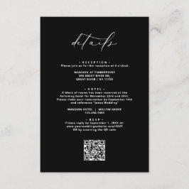 Zwart Moderne Elegante Kalligrafie Trouwdetails Informatiekaartje