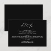 Zwart Moderne Elegante Kalligrafie Trouwdetails Informatiekaartje (Voorkant / Achterkant)