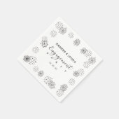 Zwart | Moderne Floral Engagement Party Napkin Servet (Hoek)
