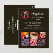 Zwart Moderne foto make-up artiest Briefkaart (Voorkant / Achterkant)