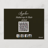 Zwart Moderne foto make-up artiest Briefkaart (Achterkant)