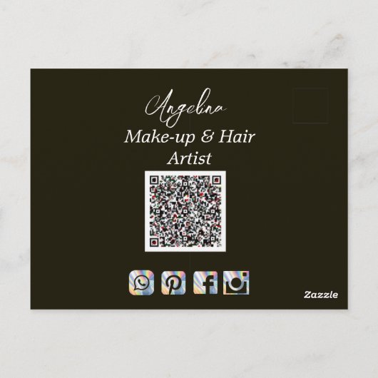 Zwart Moderne foto make-up artiest Briefkaart (Achterkant)