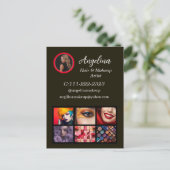 Zwart Moderne foto make-up artiest Briefkaart (Staand voorkant)