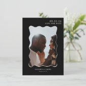 Zwart Moderne golvende bruiloft foto opslaan van d Kaart (Staand voorkant)