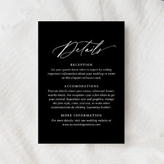 Zwart Moderne Kalligrafie Bruiloft Details RSVP Kaartje