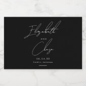 Zwart Moderne Kalligrafie Namen Stijlvolle Bruilof Sparkling Wijnetiket (Enkel label)