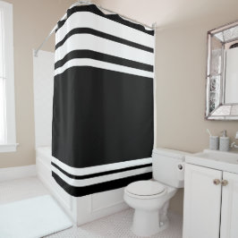 Zwart: Moderne lijnen in wit Douchegordijn