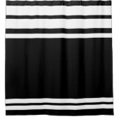 Zwart: Moderne lijnen in wit Douchegordijn (Voorkant)