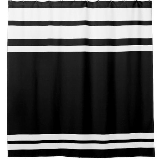 Zwart: Moderne lijnen in wit Douchegordijn (Voorkant)