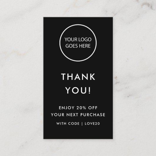 Zwart Moderne Minimalist Dank u wel Kortingskaartje (Voorkant)