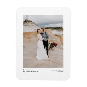 Zwart Moderne Minimalistische Foto Wedding Dank u Magneet